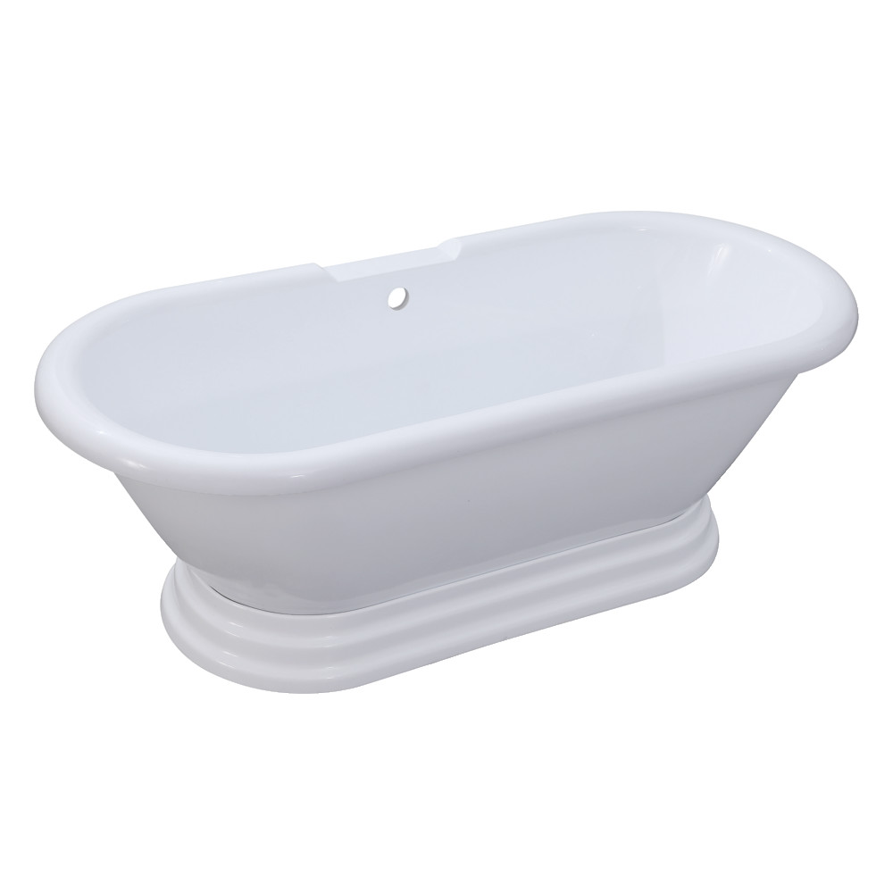 67 in. Acrylic Double Ended Pedestal Tub, Glossy White