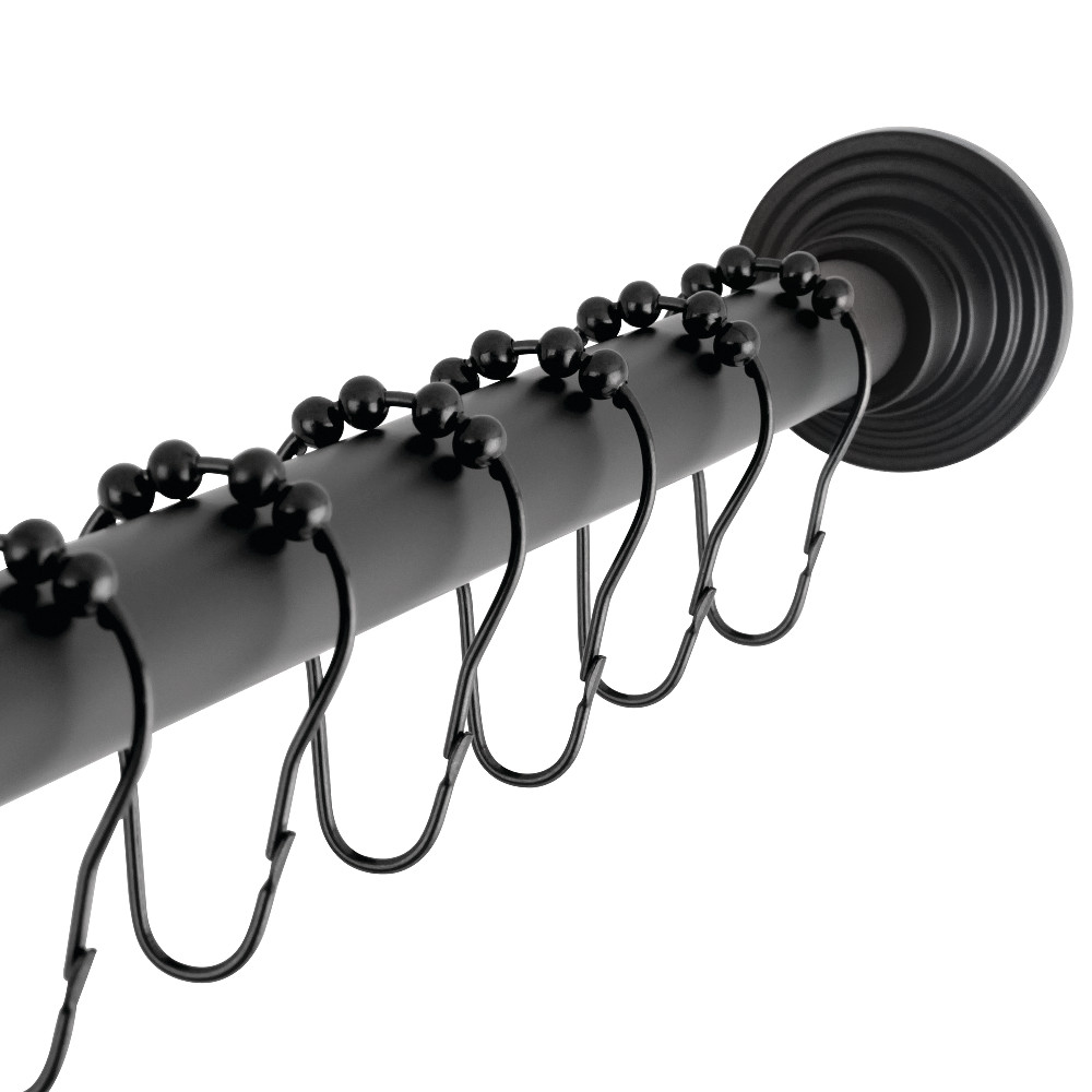SCC2710 60-72 in. Edenscape Stainless Steel Adjustable Tension Shower Curtain Rod with Rings, Matte Black