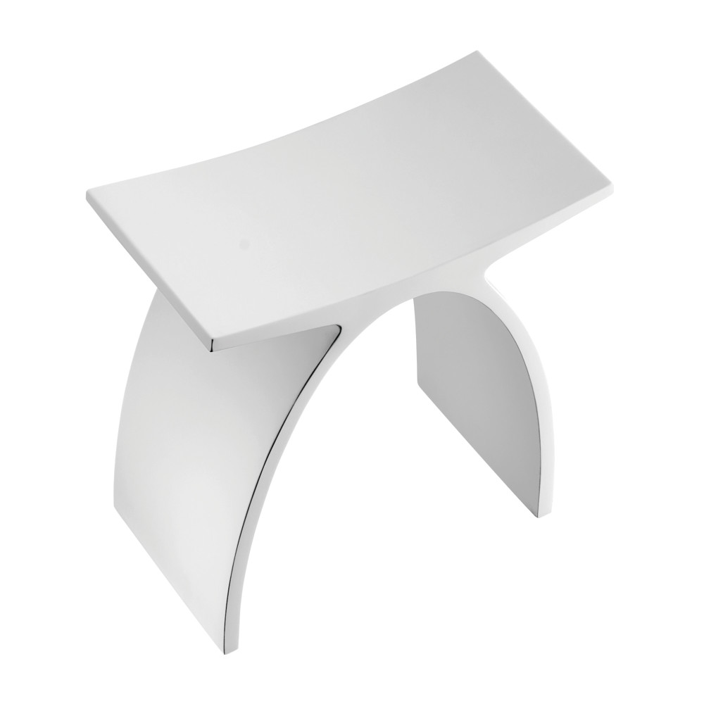 KBSSA17917 17.13 in. Descanso Solid Surface Arched Bathroom Stool, Matte White