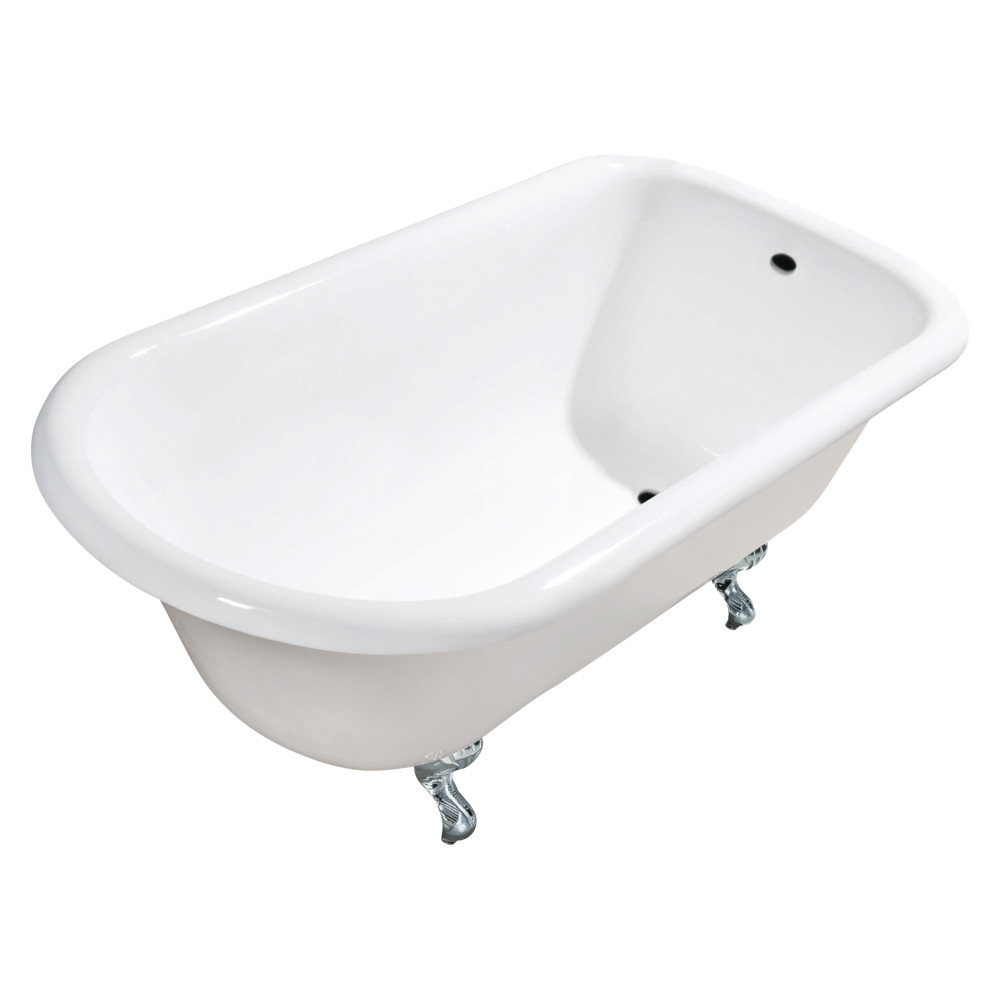 48 in. Cast Iron Roll Top Clawfoot Tub, White & Polished Chrome