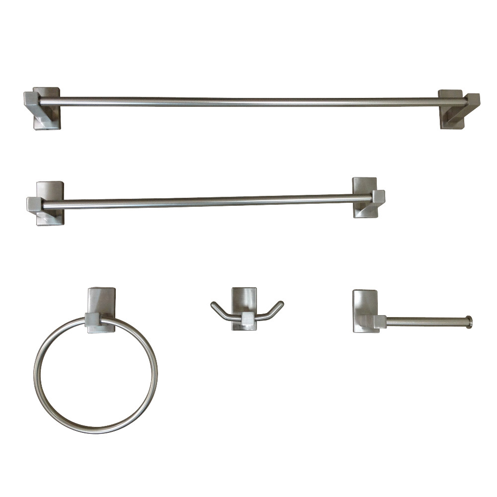 2.44 in. Continental Bathroom Accessory Set, Brushed Nickel - 5 Piece