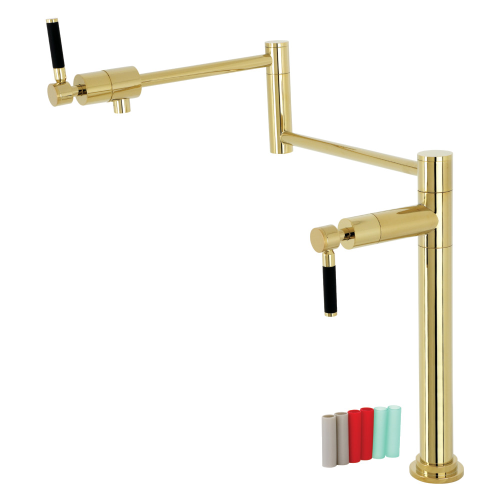 20.31 in. Kaiser Deck Mount Pot Filler, Polished Brass -  KitchenCuisine, KI3028363