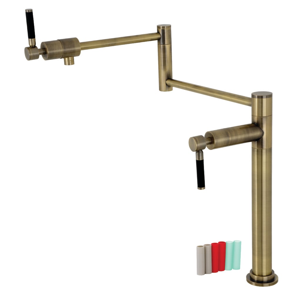 20.31 in. Kaiser Deck Mount Pot Filler, Antique Brass -  KitchenCuisine, KI3016620