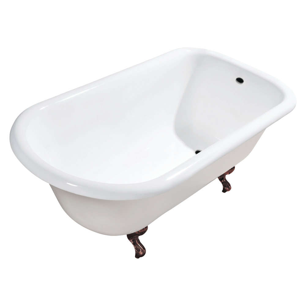 48 in. Cast Iron Roll Top Clawfoot Tub, White & Oil Rubbed Bronze
