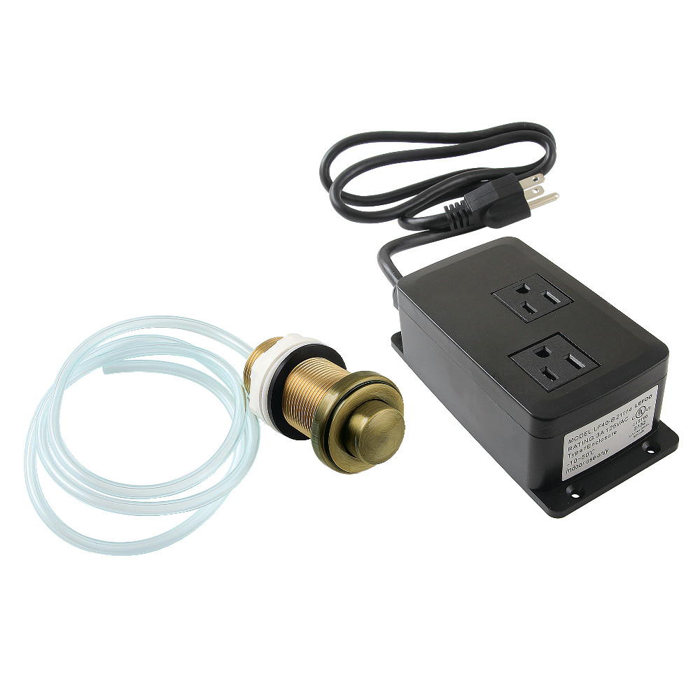 KADK21AB 3.75 in. Trimscape Dual Outlet Garbage Disposal Air Switch Kit, Antique Brass