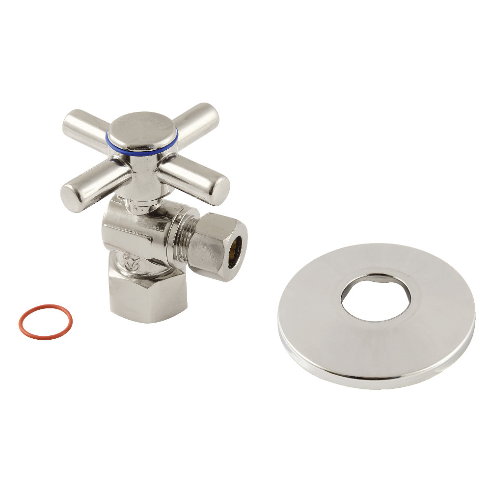 0.5 FIP x 0.37 in. OD Compression Quarter-Turn Angle Stop Valve with Flange, Polished Nickel