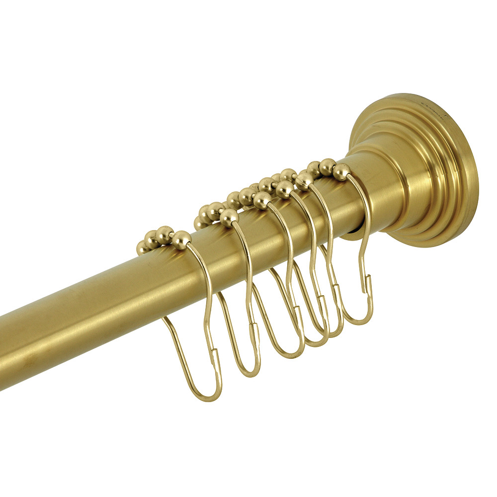 SCC2717 60-72 in. Edenscape Stainless Steel Adjustable Tension Shower Curtain Rod with Rings, Brushed Brass
