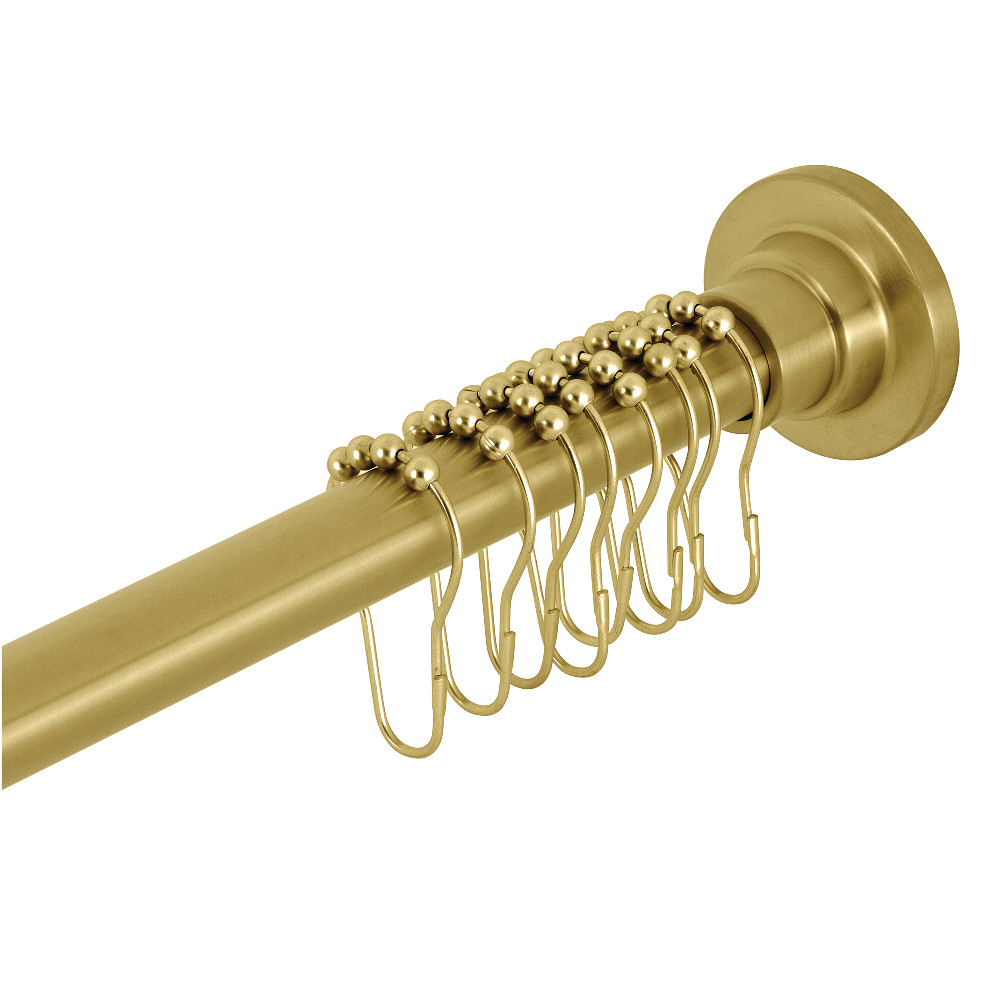 SCC3117 60-72 in. Edenscape Stainless Steel Adjustable Tension Shower Curtain Rod with Rings, Brushed Brass