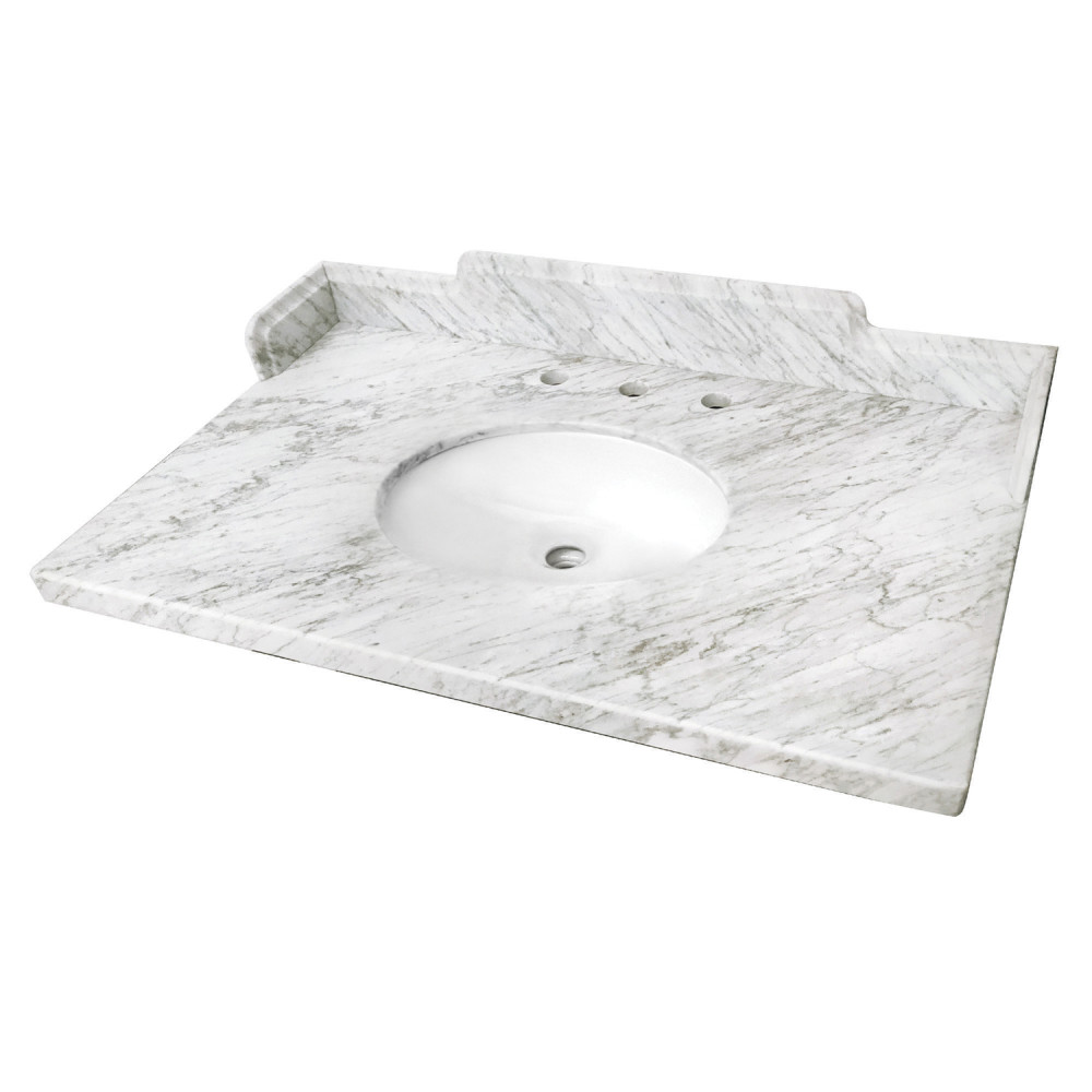 36 x 22 in. Pemberton Carrara Marble Vanity Top with Oval Sink, Carrara White