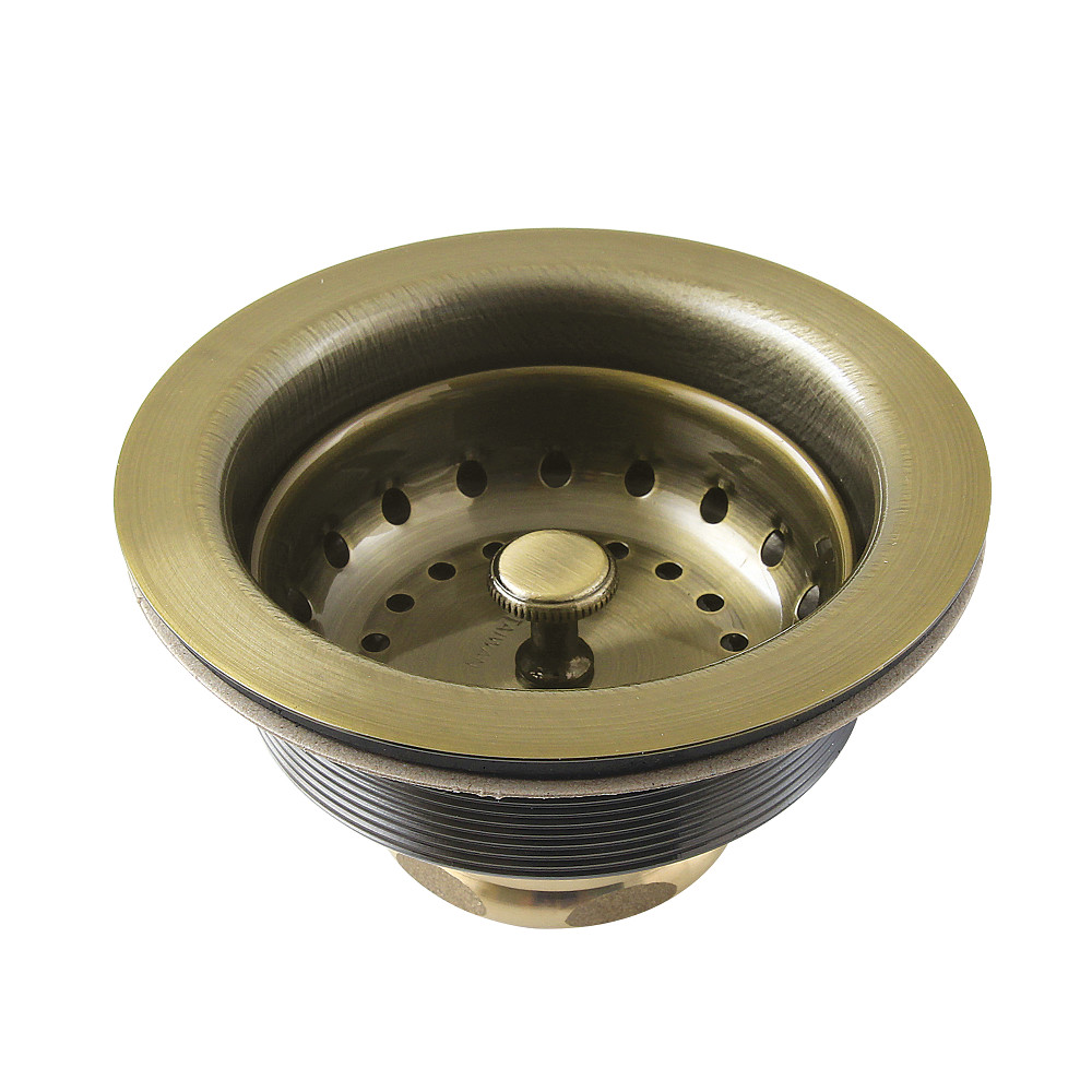 Picture of Kingston Brass K121BAB 3.5 in. Fresno Stainless Steel Kitchen Sink Basket Strainer, Antique Brass