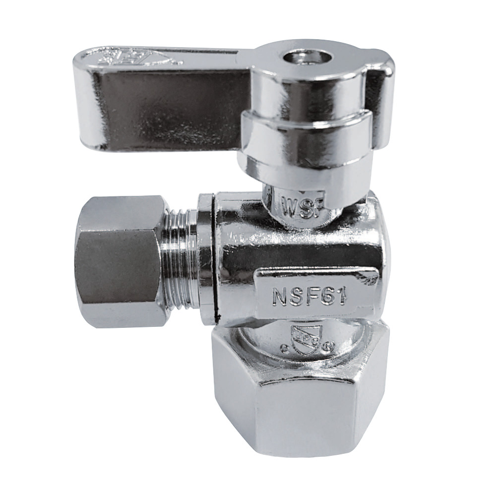 KF4310 0.5 FIP x 0.37 in. OD Compression Angle Stop Valve, Polished Chrome