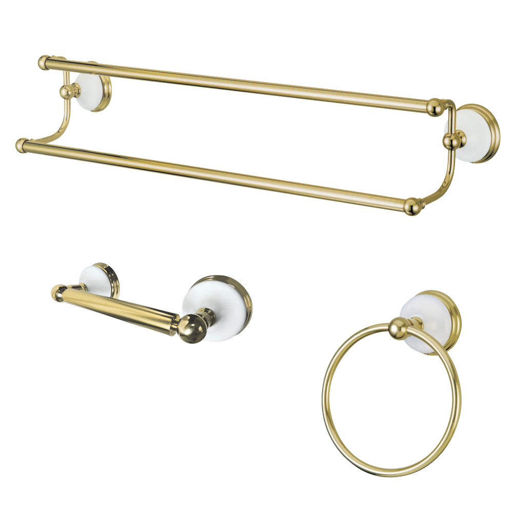 5.06 in. Victorian Bathroom Accessory Set, Polished Brass - 3 Piece