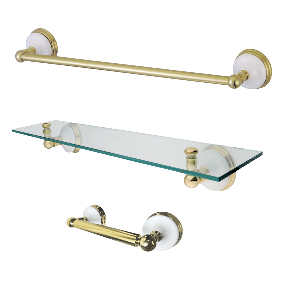 2.75 in. Victorian Bathroom Hardware, Polished Brass - 3 Piece