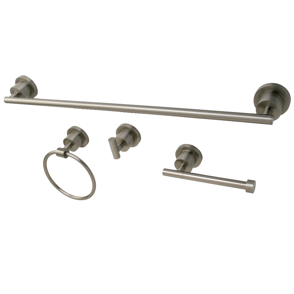 7.06 in. Concord Bathroom Accessory Set, Brushed Nickel - 4 Piece