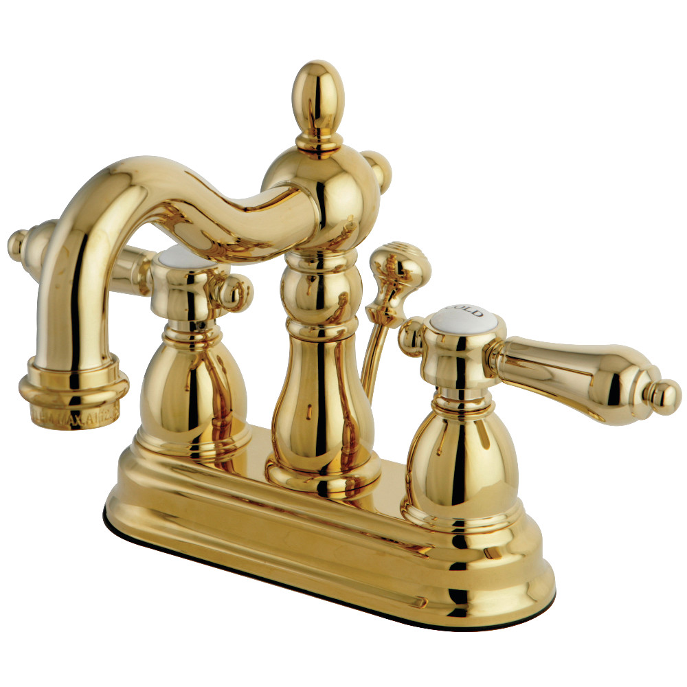 4 in. Centerset Bathroom Faucet, Polished Brass