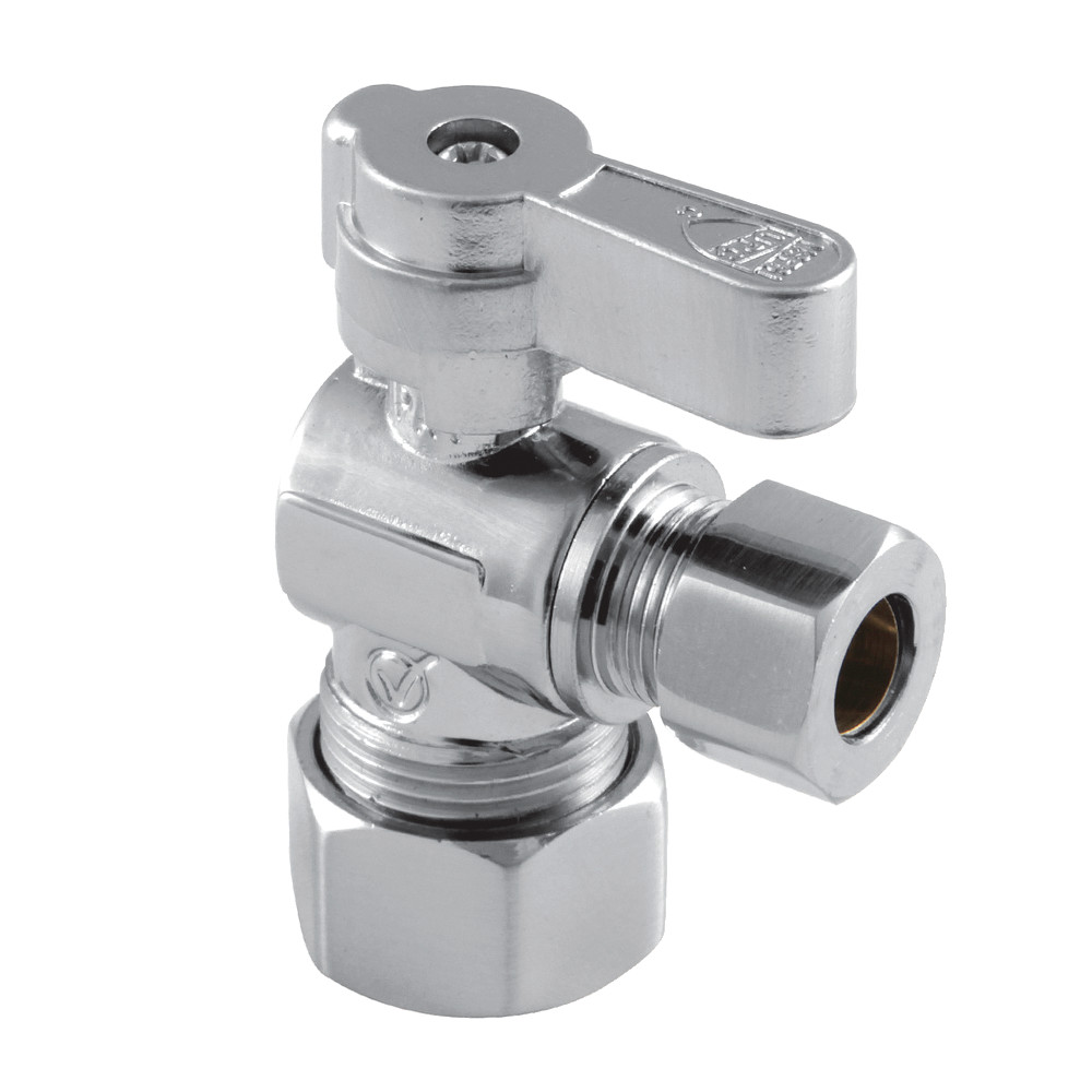 KF5330 0.62 OD Compression x 0.37 in. OD Compression Angle Stop Valve, Polished Chrome