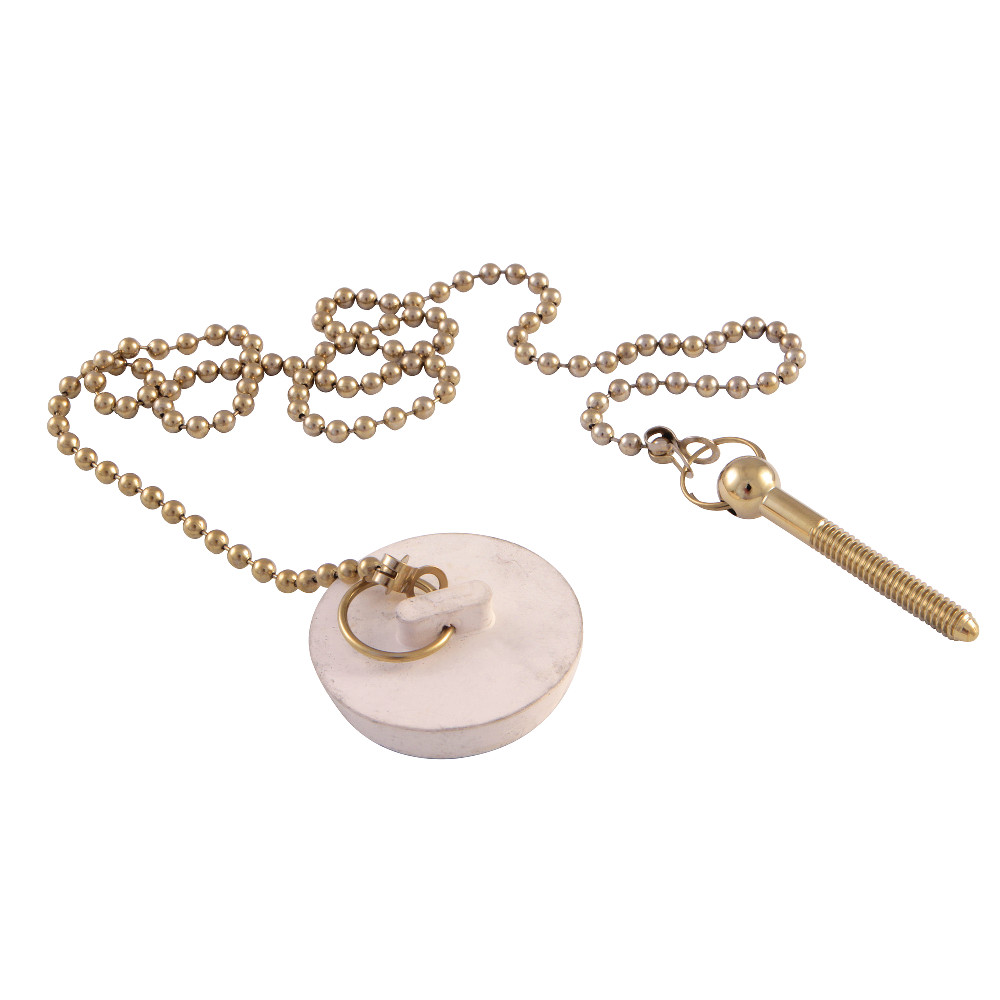 CC2112 Zinc Rubber Stopper, Chain & Attachment for CC2092 - Polished Brass