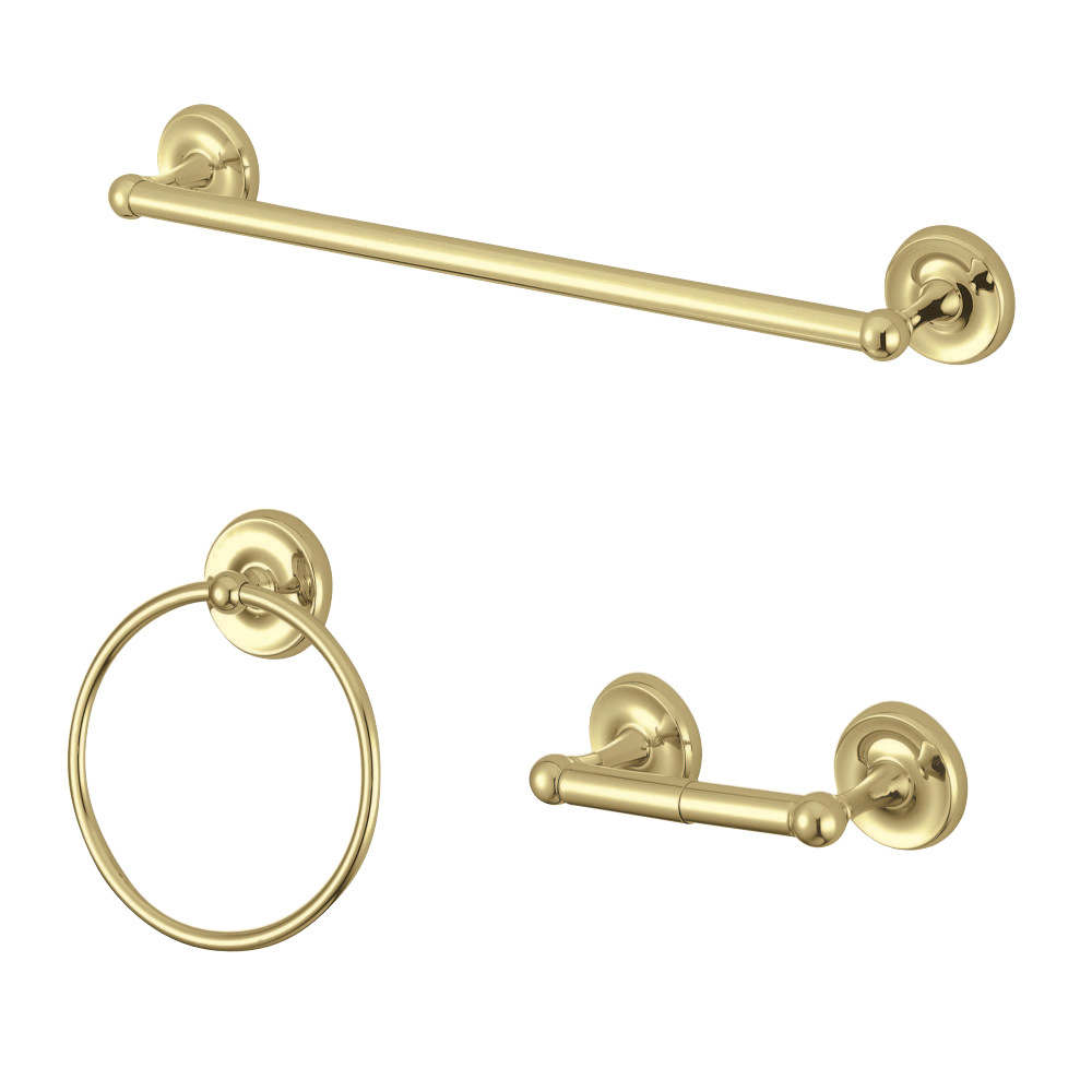 BAK31248PB 2.75 in. Victorian Bathroom Accessory Set, Polished Brass - 3 Piece