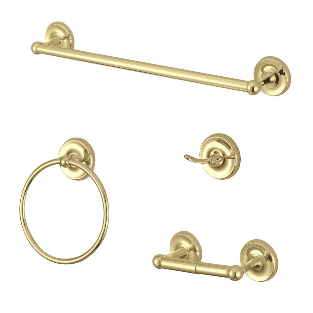 BAK312478PB 2.75 in. Victorian Bathroom Accessory Set, Polished Brass - 4 Piece
