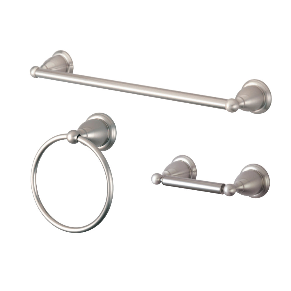 BAK175248SN 2.5 in. Heritage Bathroom Accessory Set, Brushed Nickel - 3 Piece