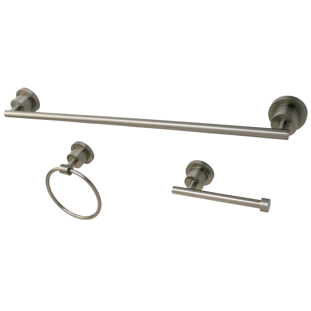 7.06 in. Concord Bathroom Accessory Set, Brushed Nickel - 3 Piece