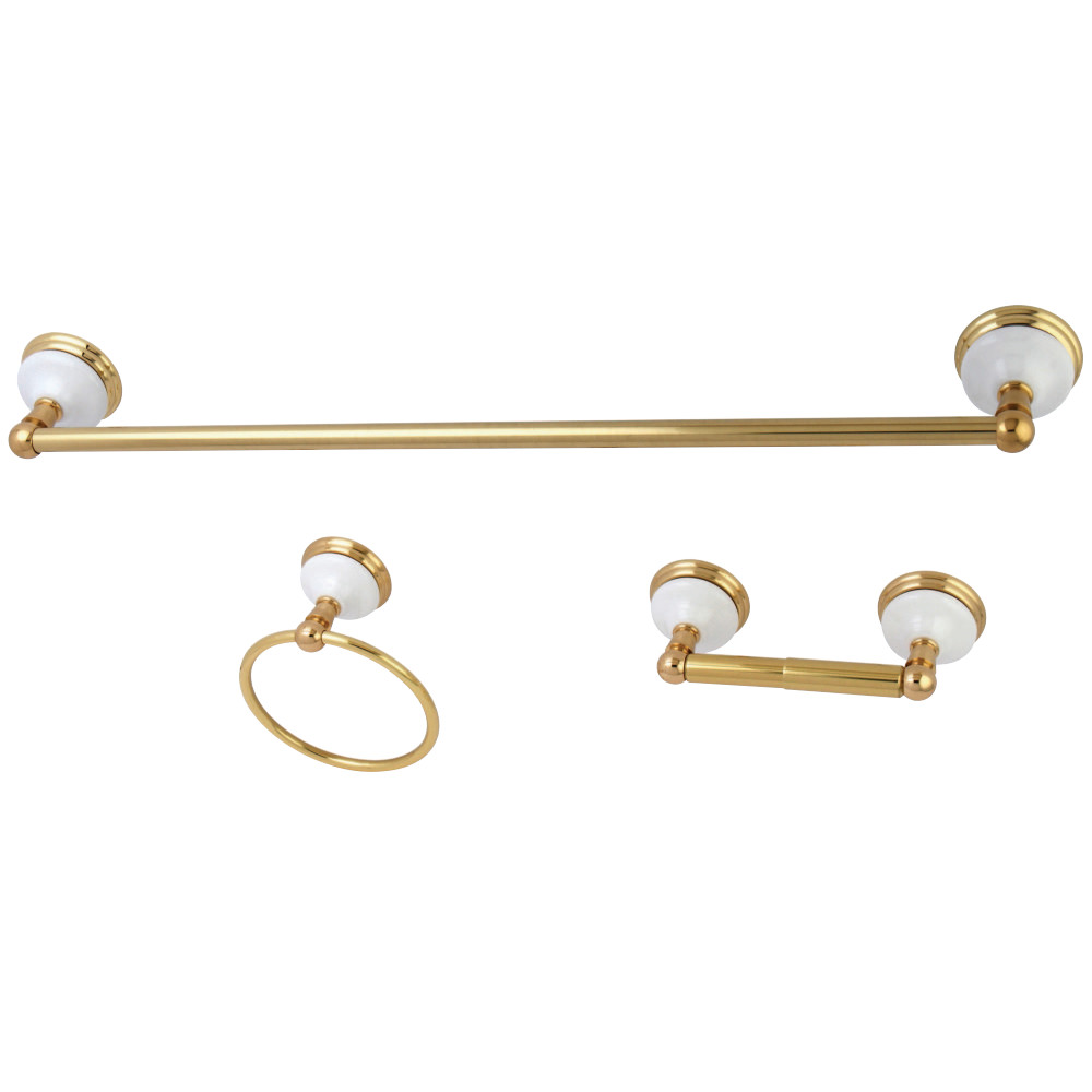 BAK111148PB 2.75 in. Victorian Bathroom Hardware, Polished Brass - 3 Piece