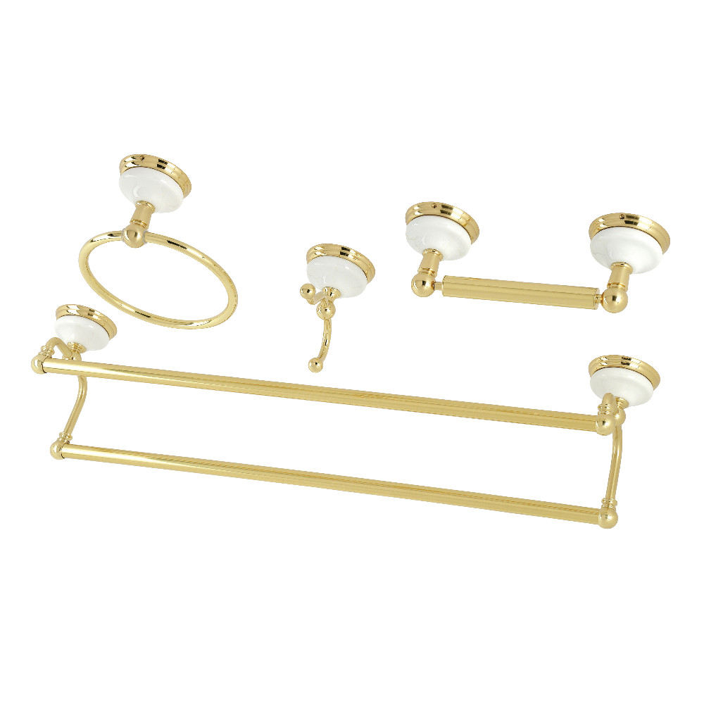BAK1113478PB 5.06 in. Victorian Dual Towel Bar Bathroom Hardware Set, Polished Brass - 4 Piece