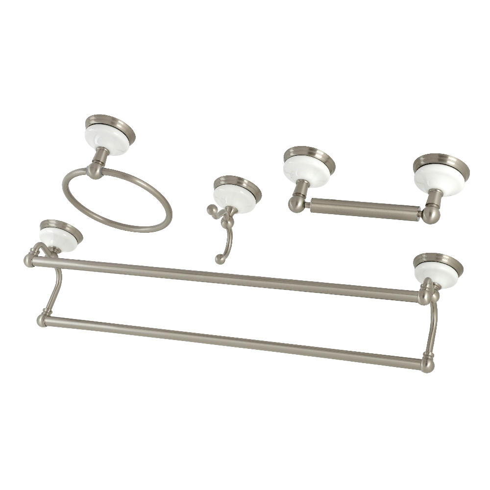 BAK1113478SN 5.06 in. Victorian Dual Towel Bar Bathroom Hardware Set, Brushed Nickel - 4 Piece