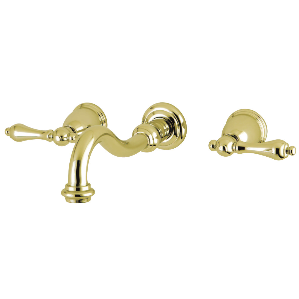 2.56 in. Vintage 2-Handle Wall Mount Bathroom Faucet, Polished Brass