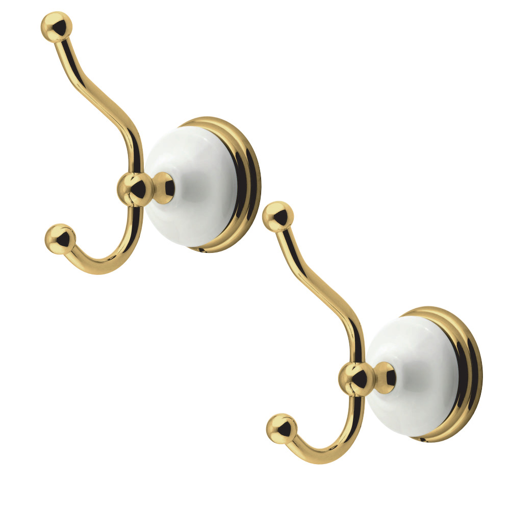 BAK1117PB 2.38 in. Victorian Robe Hook, Polished Brass - 2 Piece