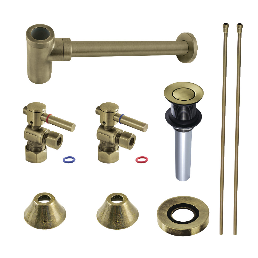Picture of Kingston Brass CC53303DLVKB30 4.81 in. Modern Plumbing Sink Trim Kit with Bottle Trap & Drain, Antique Brass