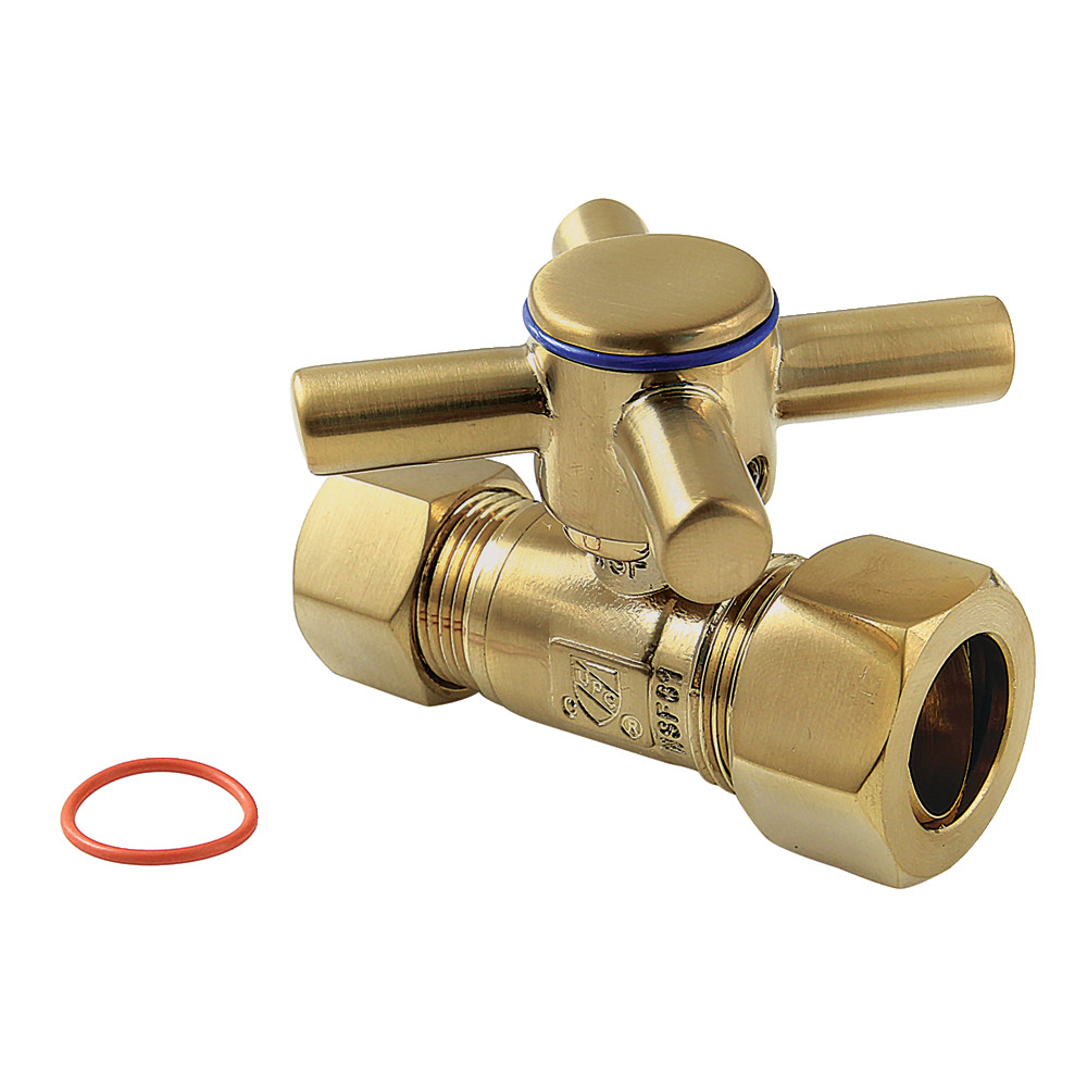 CC44457DX 0.62 in. OD Compression x 0.5 in. OD Compression Straight Shut Off Valve, Brushed Brass