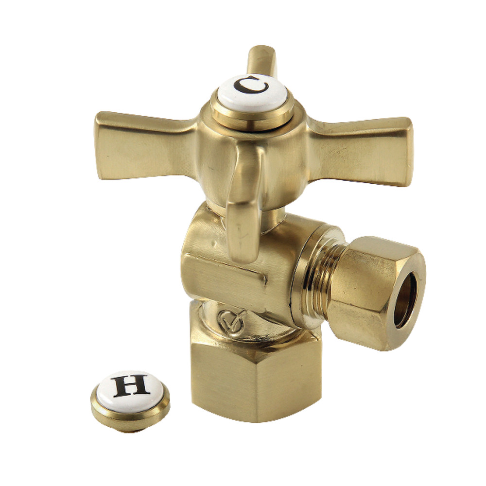 0.5 FIP x 0.37 in. OD Compression Angle Stop Valve, Brushed Brass