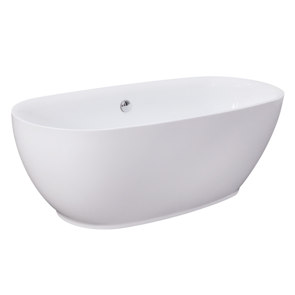 67 in. Acrylic Freestanding Oval Tub with Drain, Glossy White