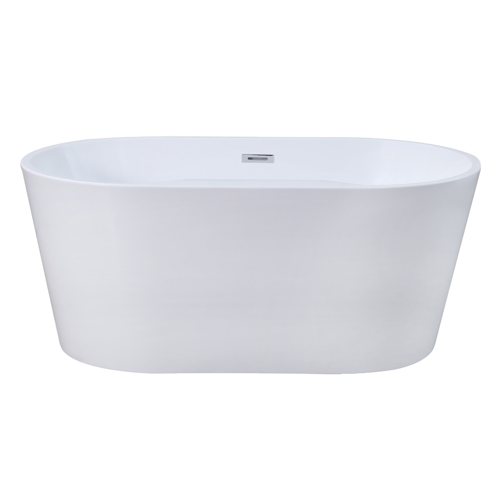 56 in. Acrylic Freestanding Tub with Drain, Glossy White