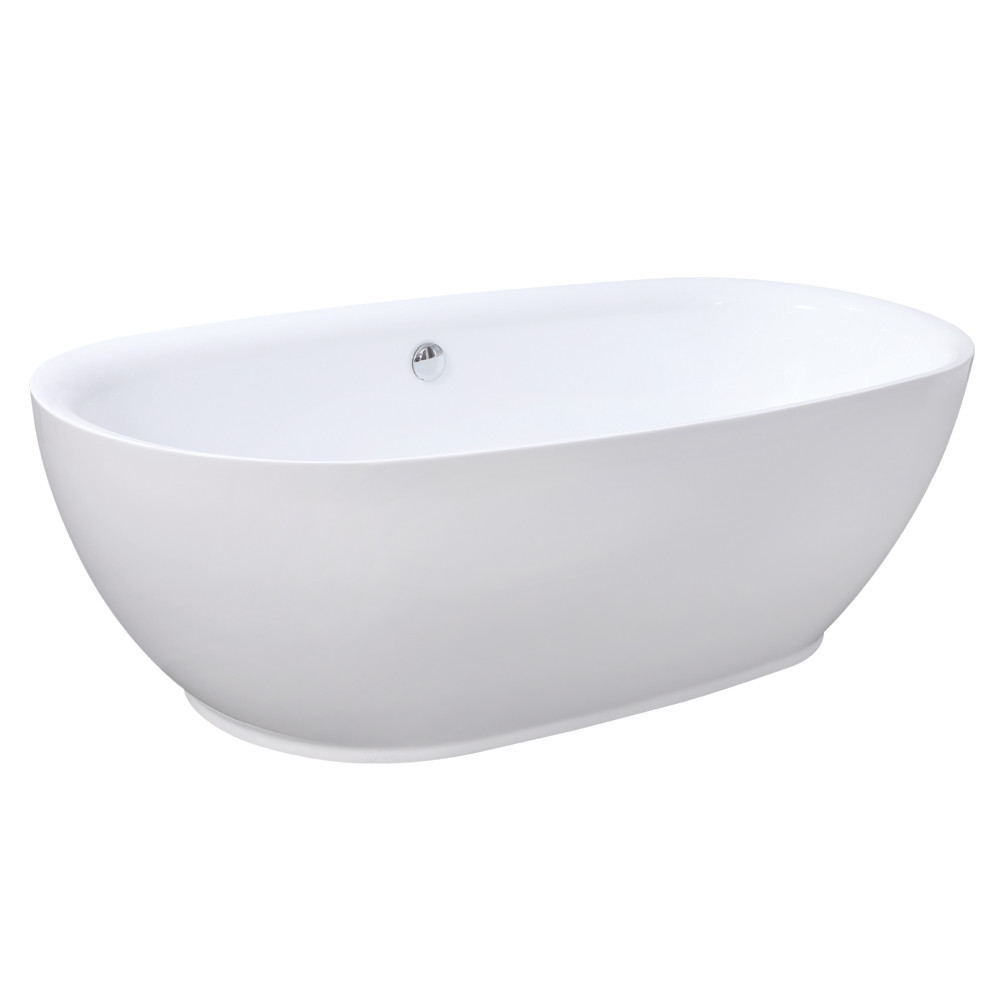 71 in. Acrylic Freestanding Oval Tub with Drain, Glossy White -  FurnOrama, FU3015906