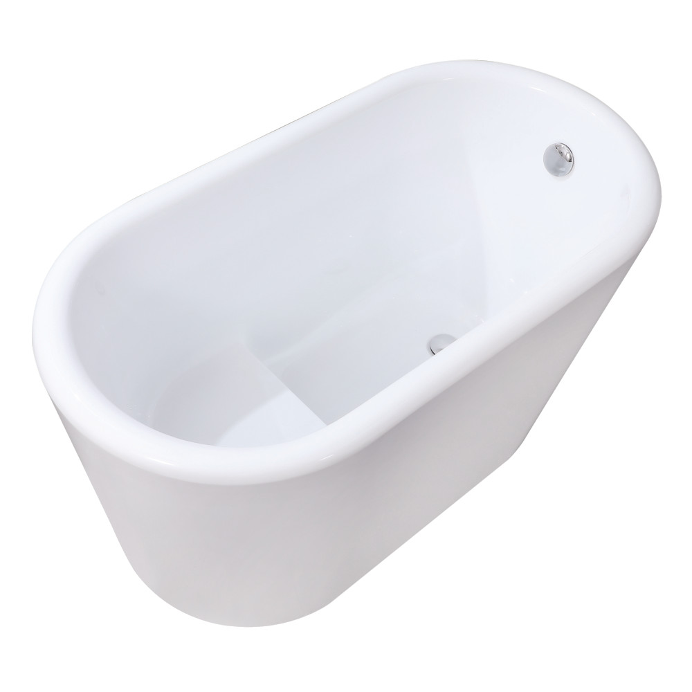 51 in. Acrylic Freestanding Tub with Drain & Integrated Seat, Glossy White
