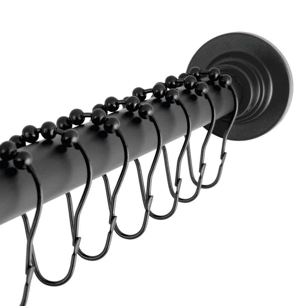 SCC3110 60-72 in. Edenscape Stainless Steel Adjustable Tension Shower Curtain Rod with Rings, Matte Black