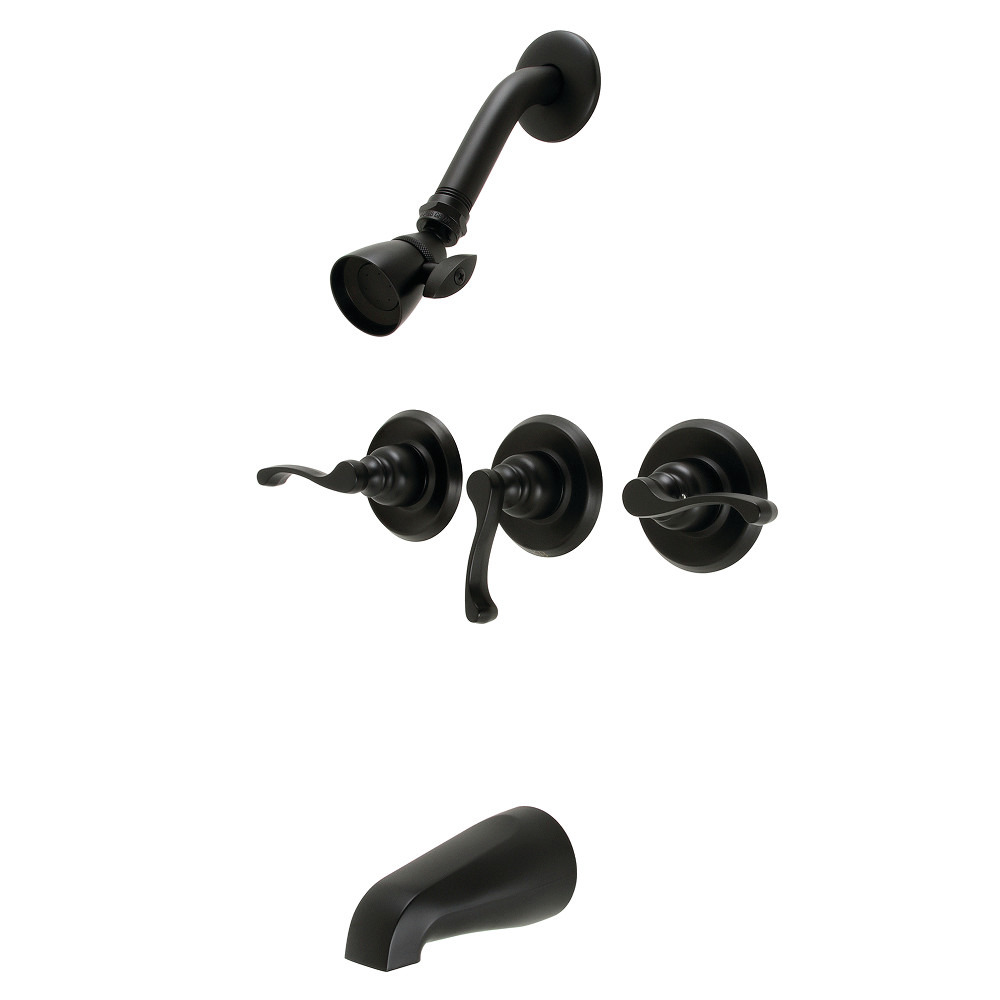 KB230FL Royal Three-Handle Tub & Shower Faucet, Matte Black