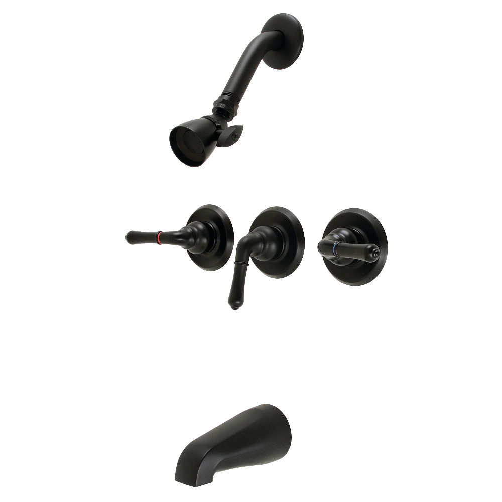 KB230 Magellan Three-Handle Tub & Shower Faucet, Matte Black