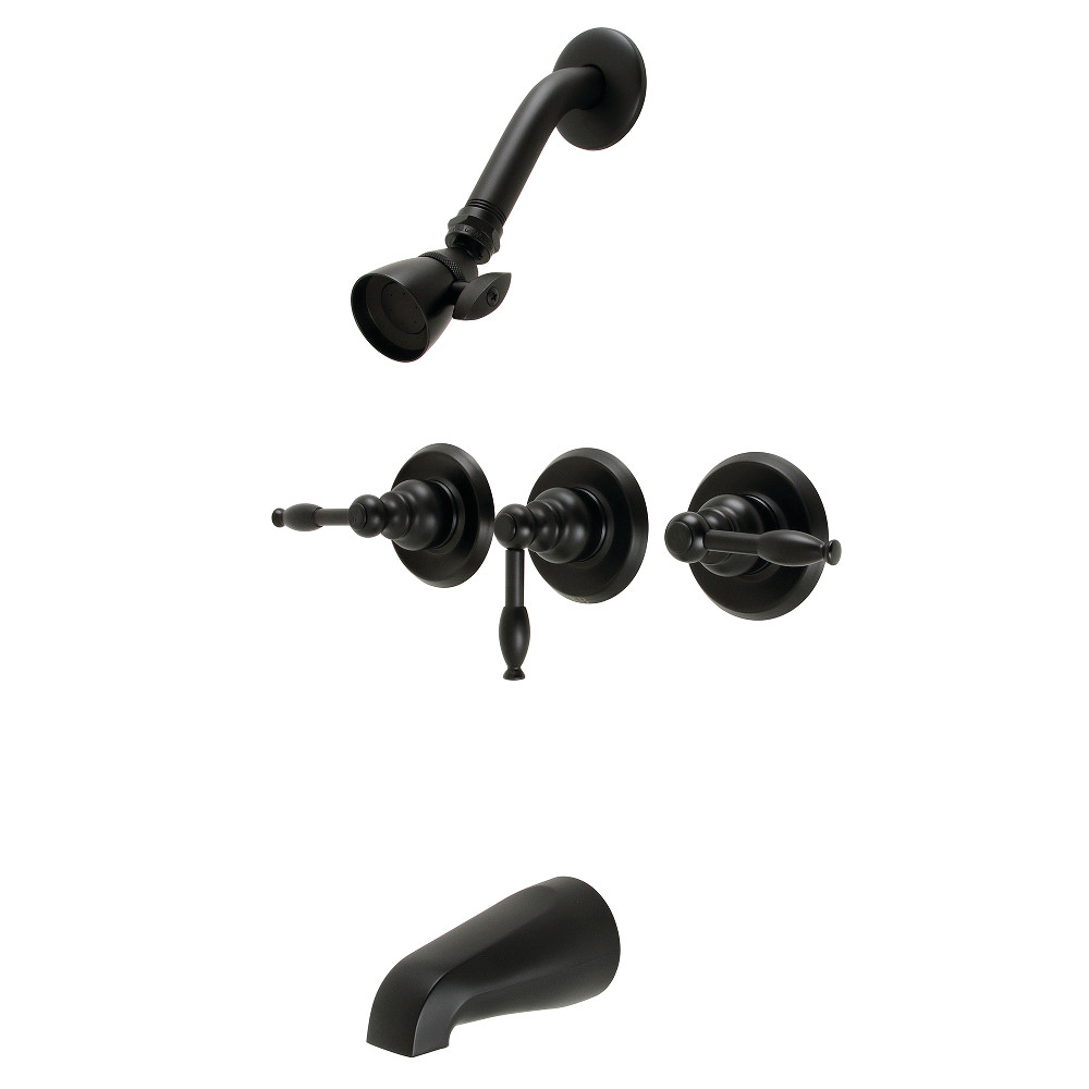 KB230KL Knight Three-Handle Tub & Shower Faucet, Matte Black