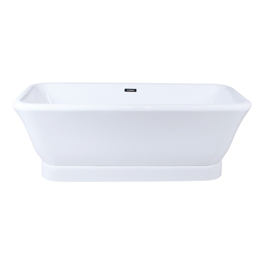 71 in. Aqua Eden Double Ended Acrylic Pedestal Tub with Drain, Glossy White -  FurnOrama, FU3023198