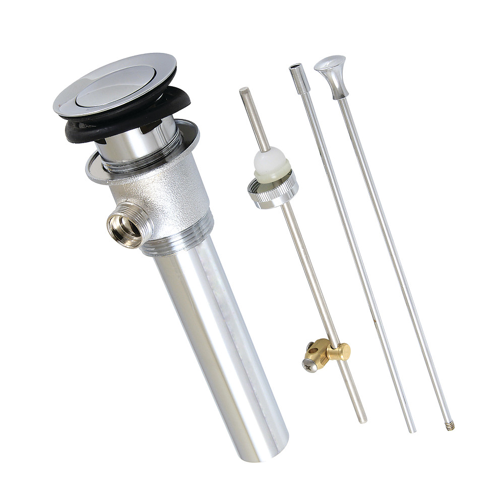 22 ga Brass Pop-Up Drain with Overflow & Extra Long Pop-Up rod, Polished Chrome