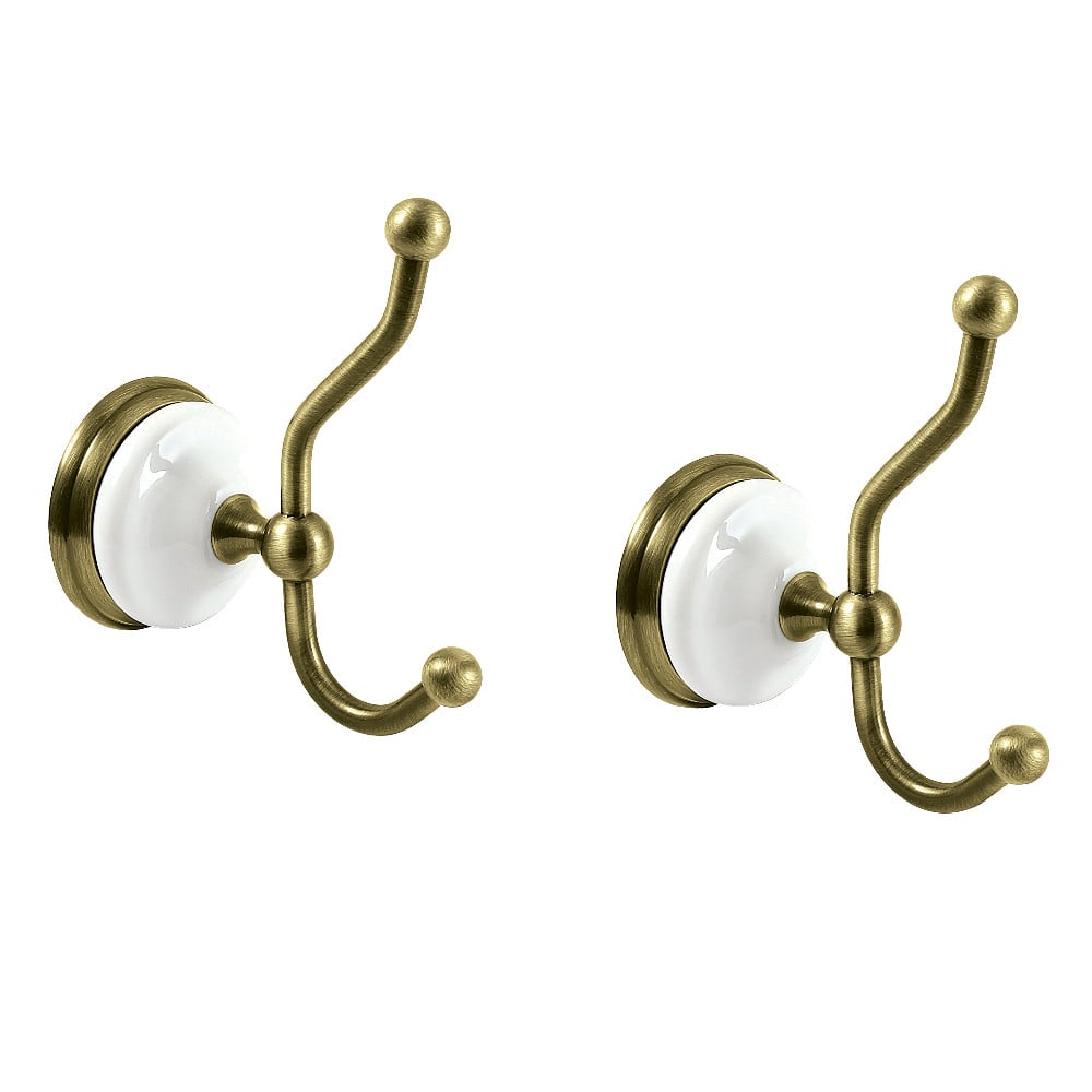 BAK1117AB Victorian 2-Piece Robe Hook, Antique Brass
