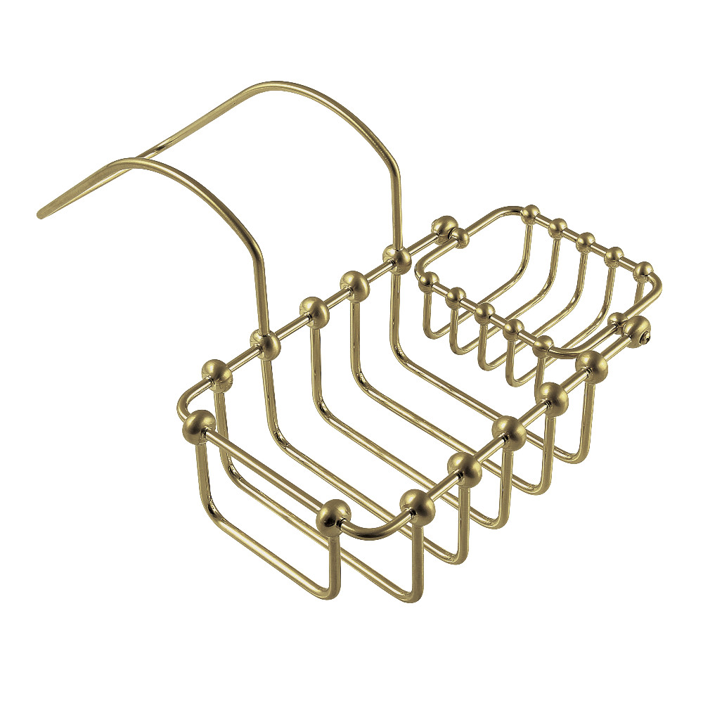 7 in. Swivel Soap & Sponge Holder, Brushed Brass