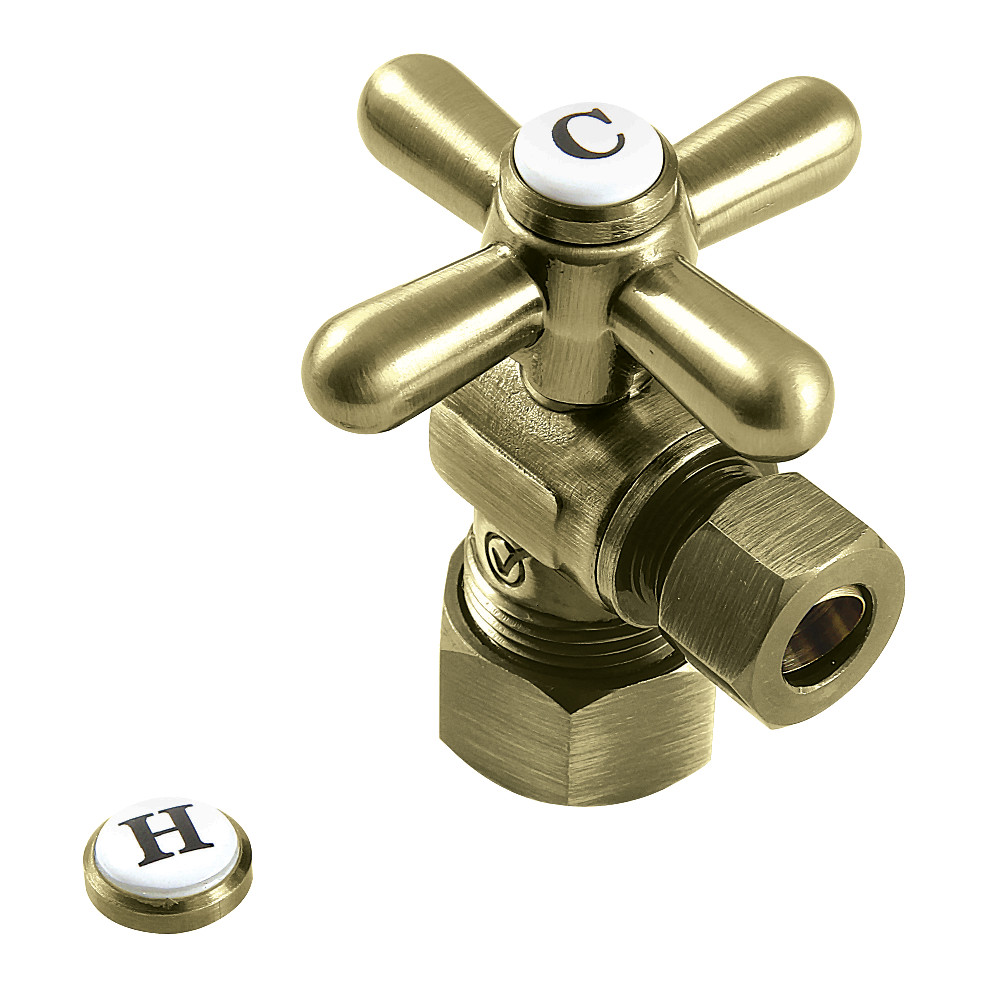 0.625 x 0.375 in. OD Comp Angle Stop Valve - Antique Brass