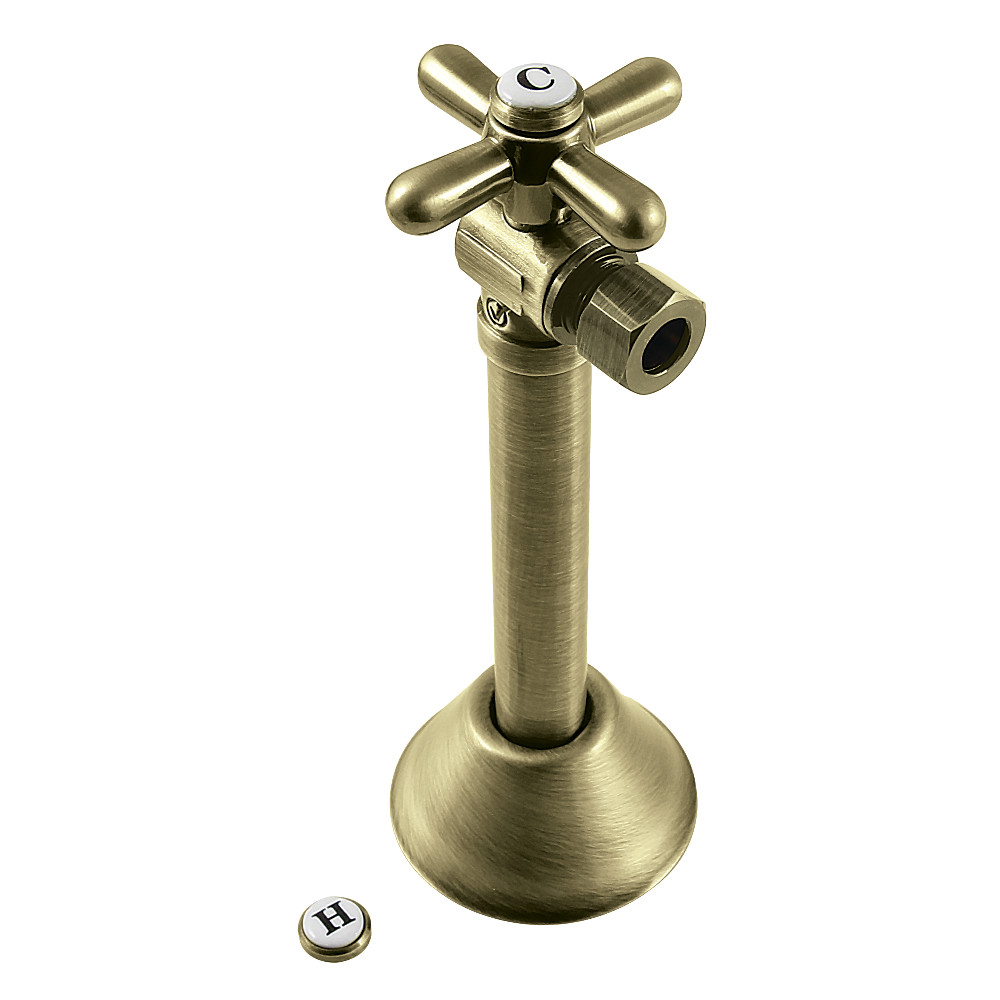 CC83203X 0.5 in. Sweat x 0.375 in. OD Comp Angle Shut Off Valve with 5 in. Extension, Antique Brass