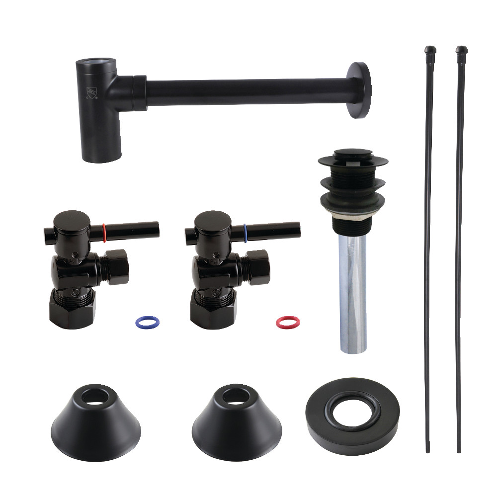 Picture of Kingston Brass CC53300DLVKB30 Modern Plumbing Sink Trim Kit with Bottle Trap & Drain, Matte Black