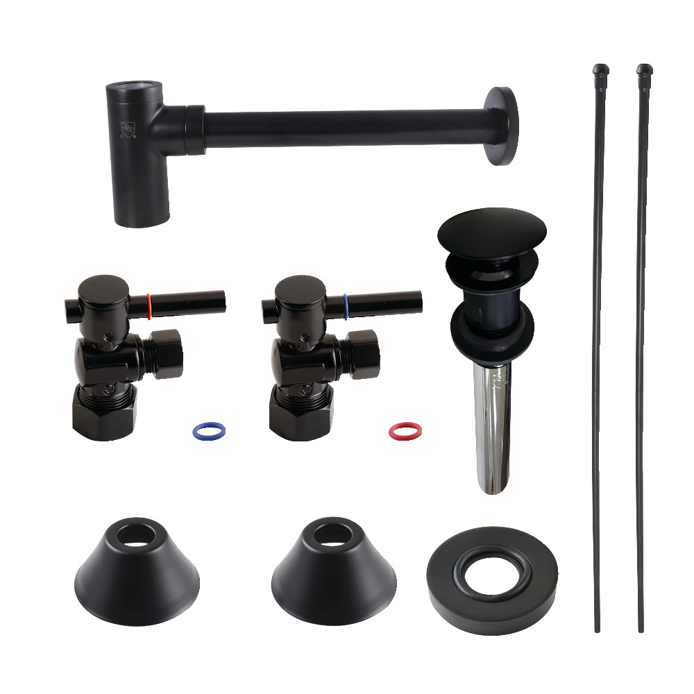 Picture of Kingston Brass CC53300DLVOKB30 Modern Plumbing Sink Trim Kit with Bottle Trap & Overflow Drain, Matte Black