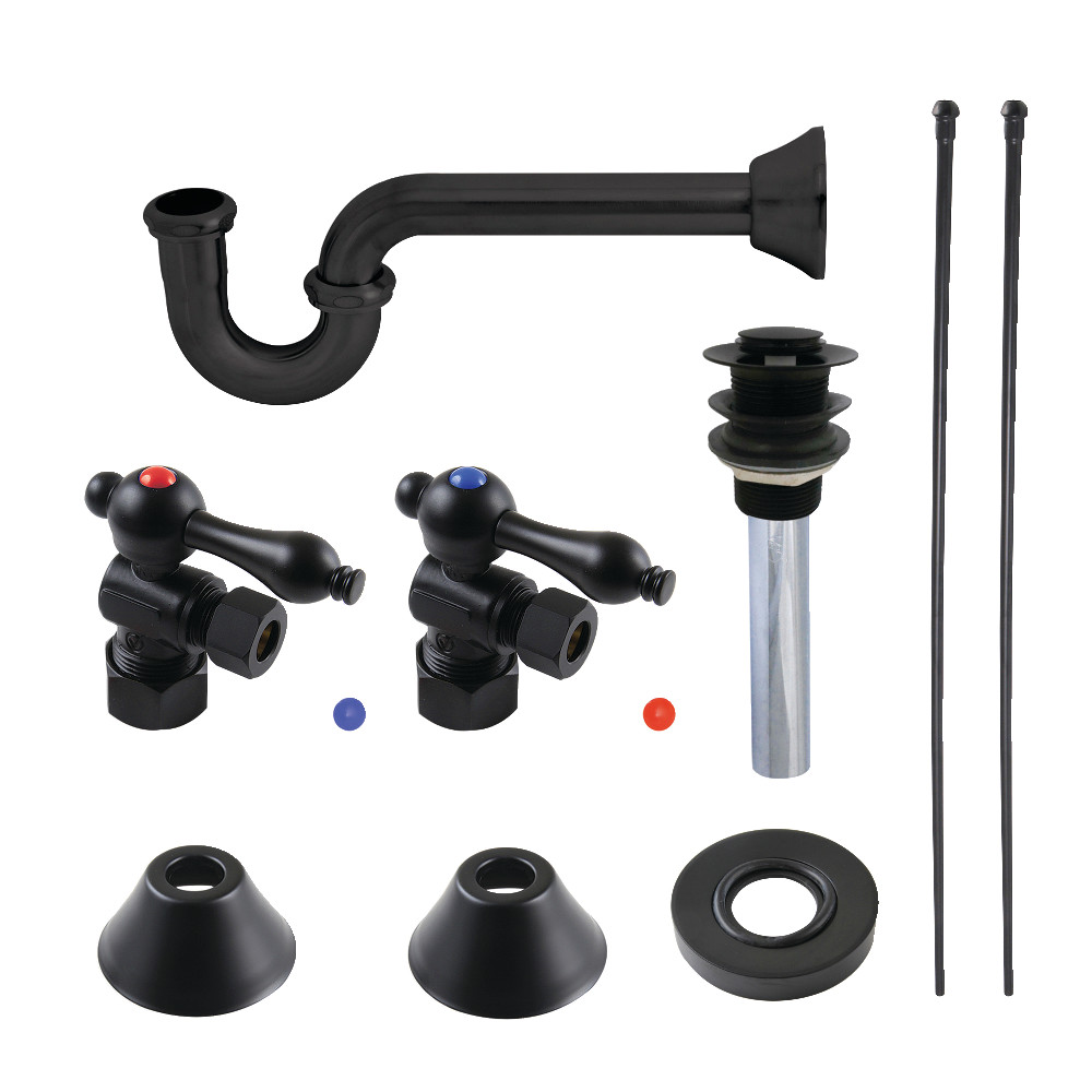 Picture of Kingston Brass CC53300VKB30 Traditional Plumbing Sink Trim Kit with P-Trap & Drain, Matte Black